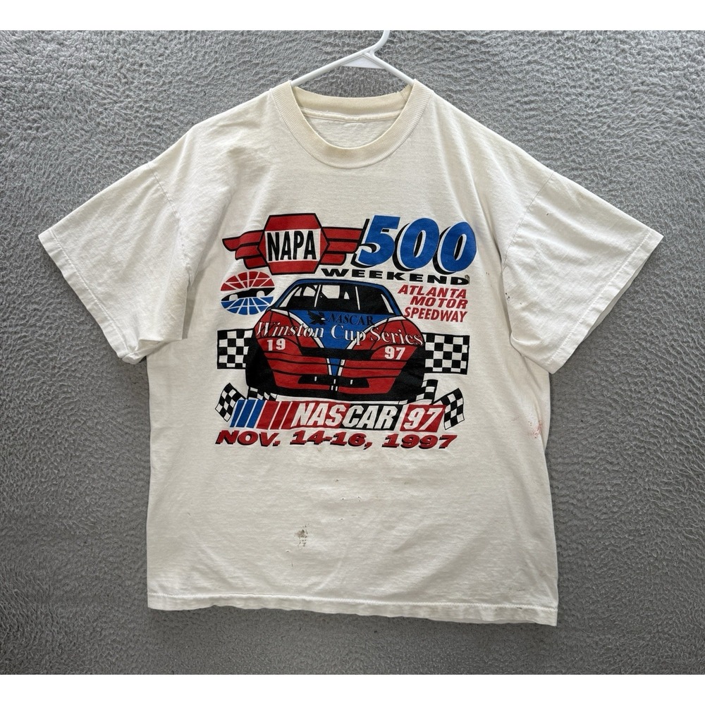 Vintage Nascar Shirt Adult XL White Single Stitch Crewneck Grunge Thrasher 90s